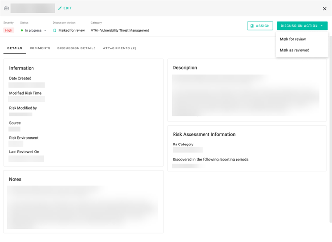 Risk Details tab